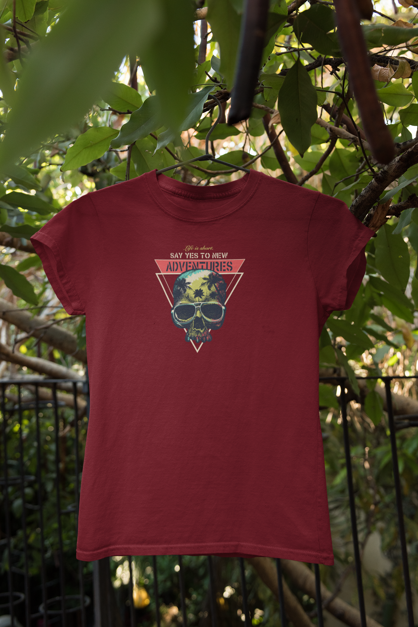 "Say Yes to Adventures" Skull Graphic T-Shirt – Explore Boldly