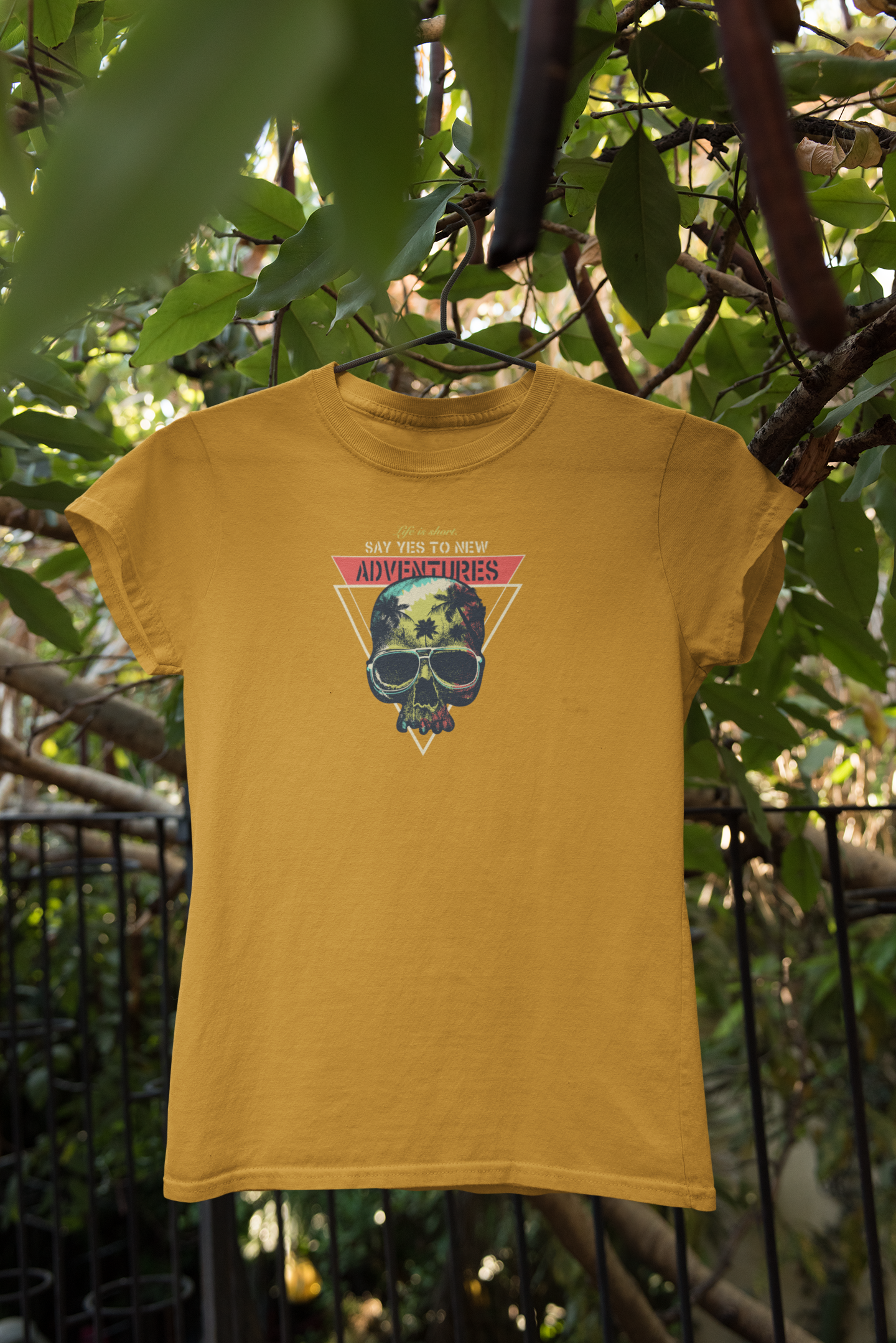"Say Yes to Adventures" Skull Graphic T-Shirt – Explore Boldly