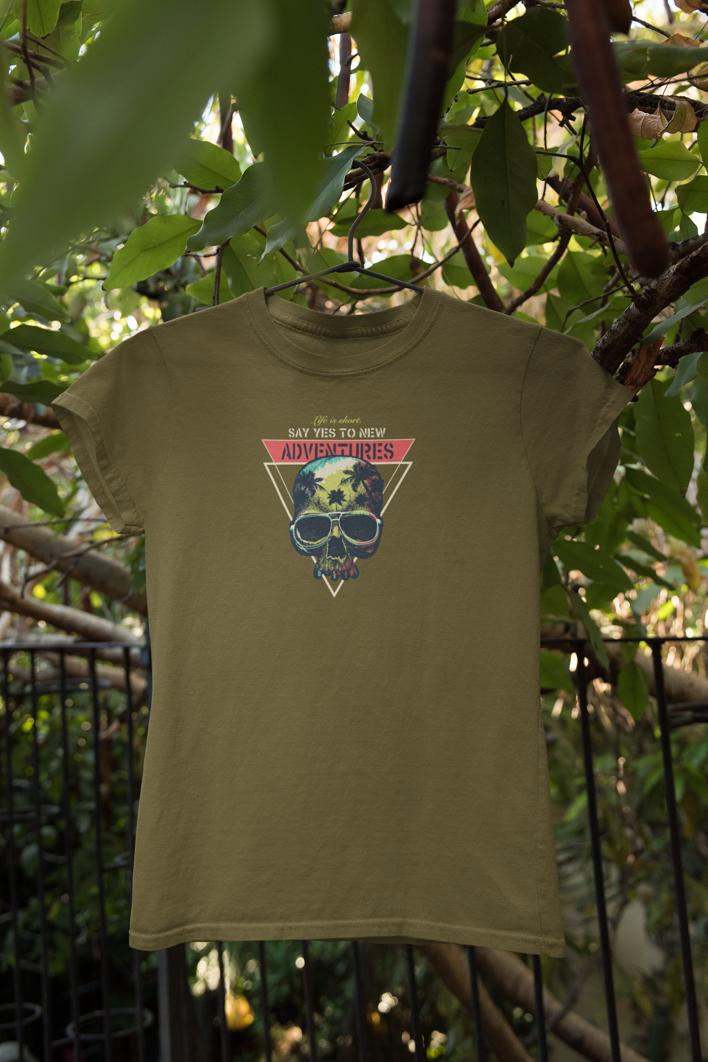 "Say Yes to Adventures" Skull Graphic T-Shirt – Explore Boldly