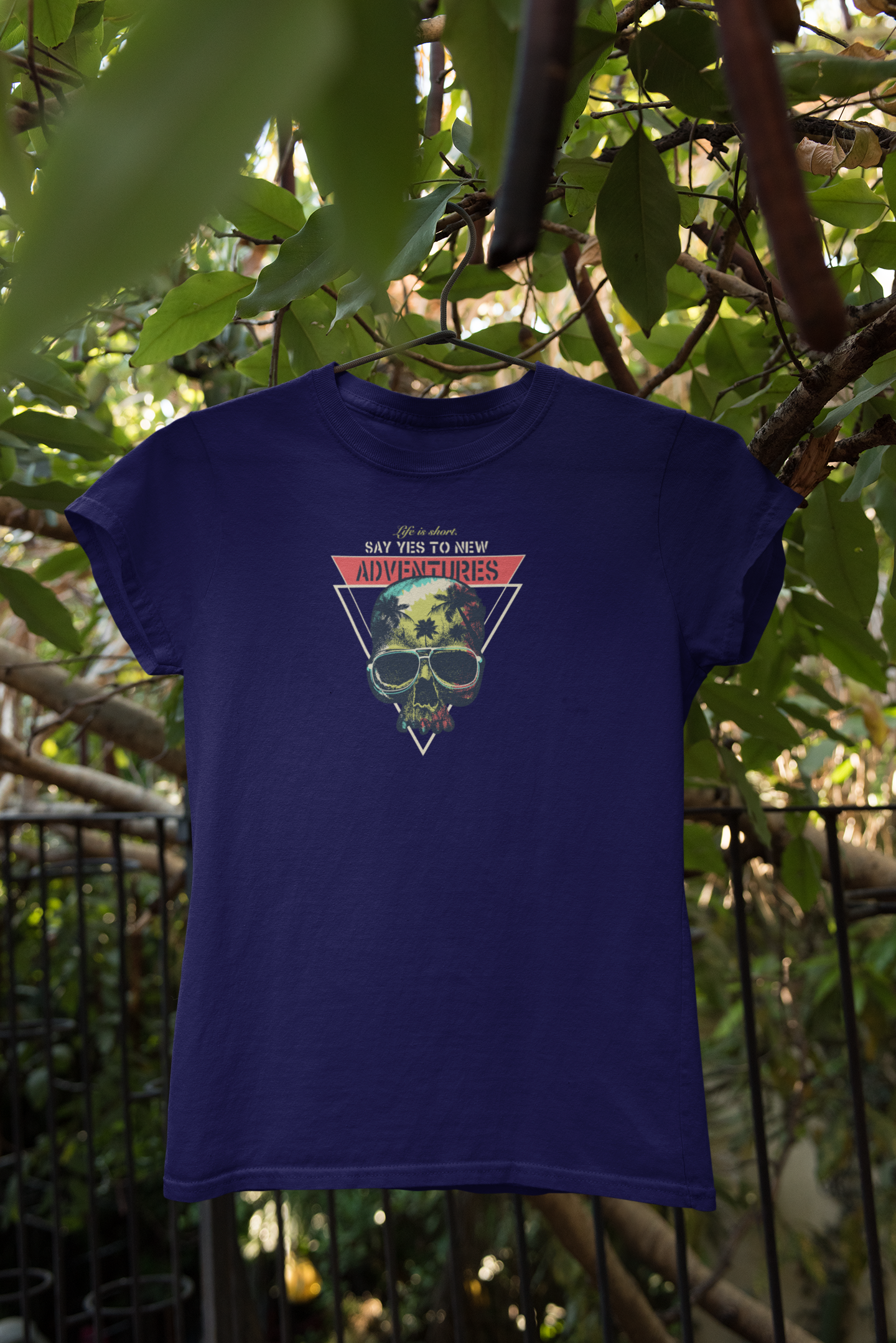 "Say Yes to Adventures" Skull Graphic T-Shirt – Explore Boldly
