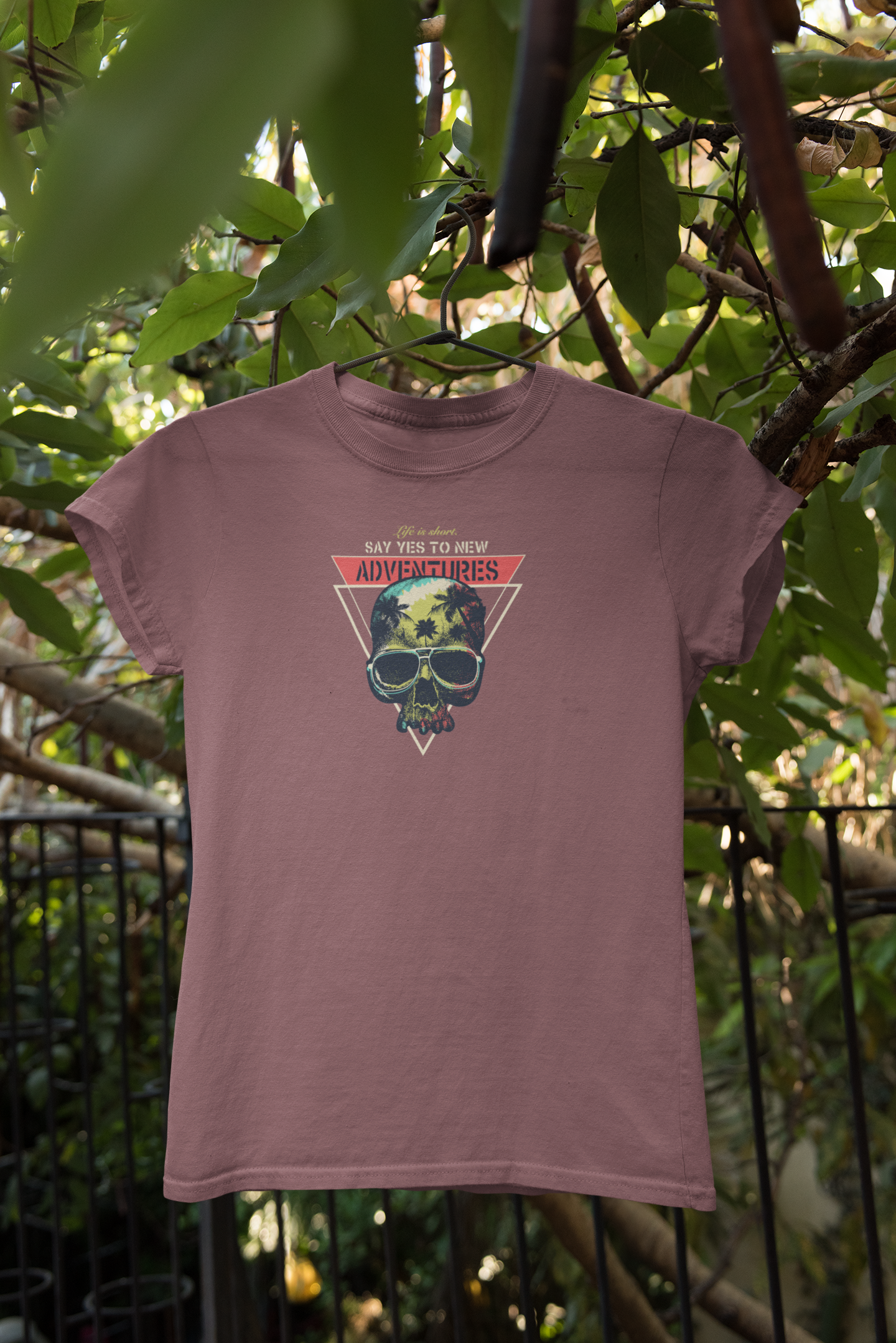 "Say Yes to Adventures" Skull Graphic T-Shirt – Explore Boldly