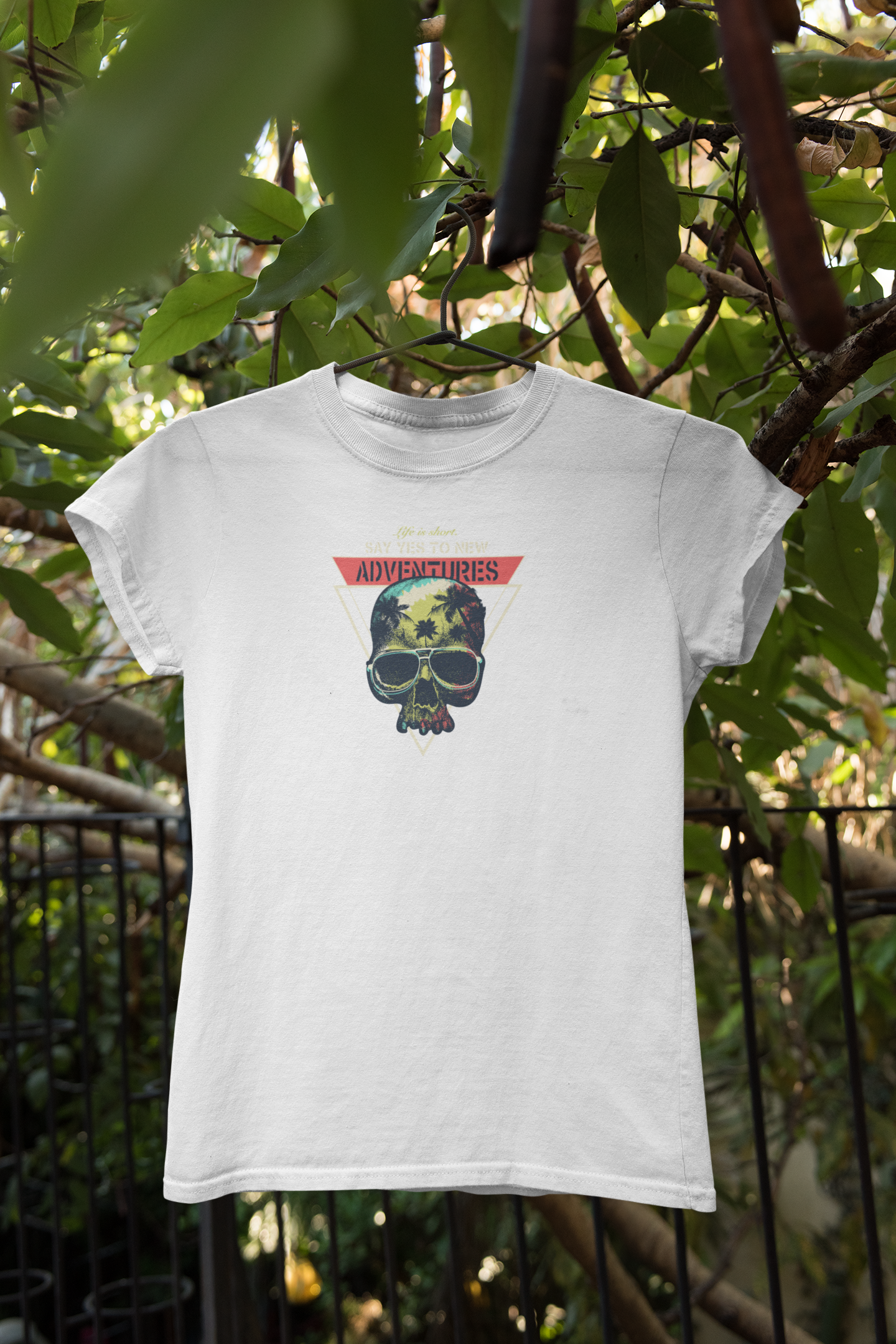 "Say Yes to Adventures" Skull Graphic T-Shirt – Explore Boldly