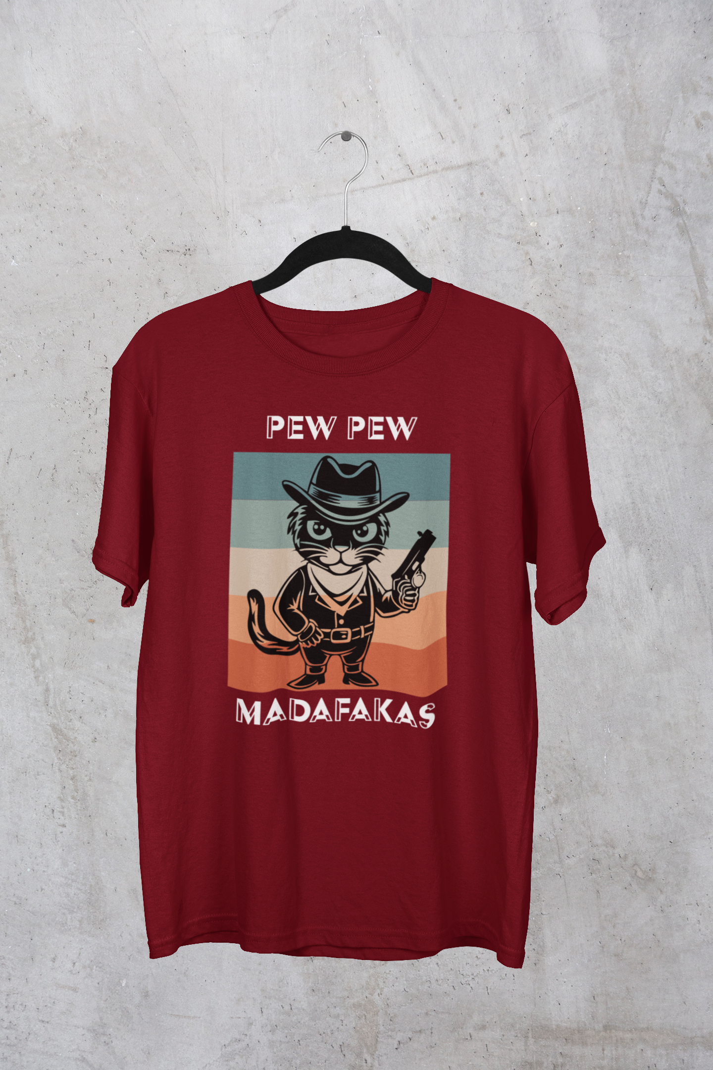 "Pew Pew Madafakas" Cowboy Cat Graphic T-Shirt – Retro Fun Vibes
