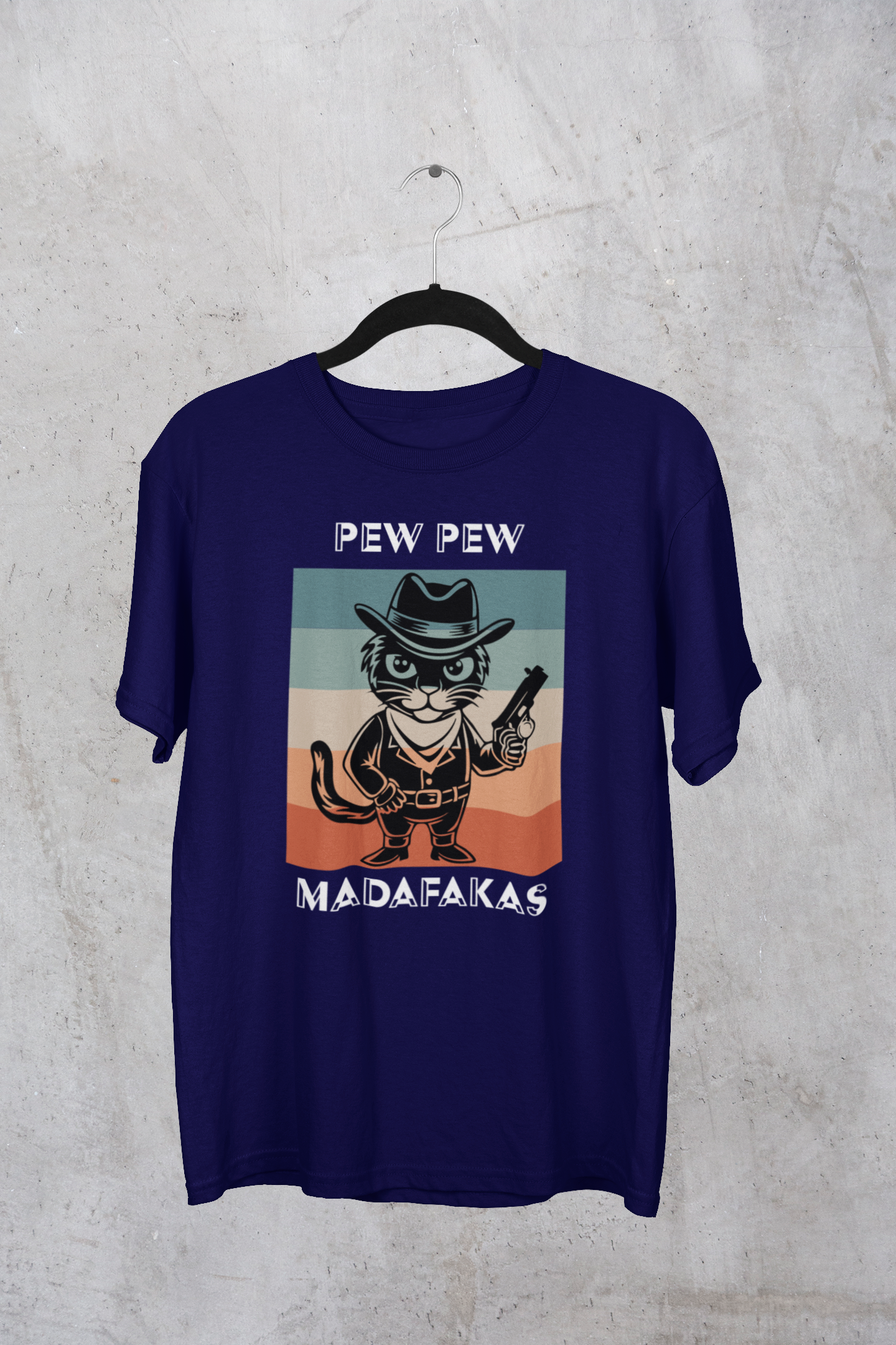 "Pew Pew Madafakas" Cowboy Cat Graphic T-Shirt – Retro Fun Vibes