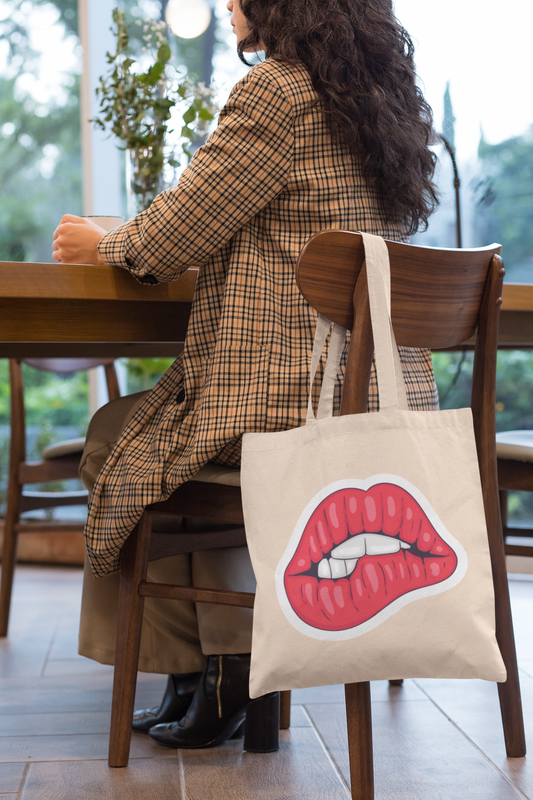 Pink Lips Pop Art Lips Tote Bag