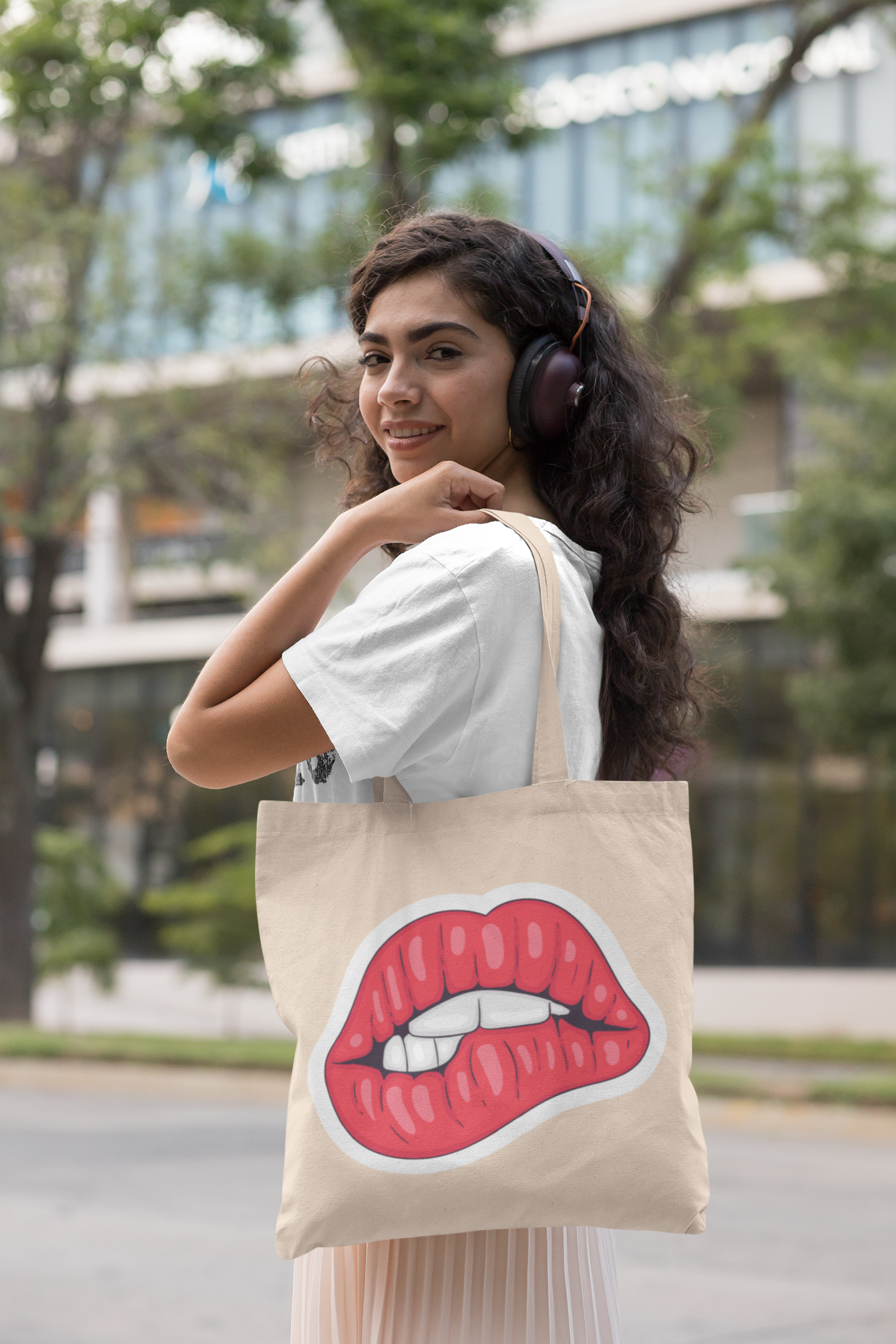 Pink Lips Pop Art Lips Tote Bag