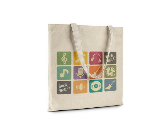 Rock & Roll Grid Music Icon Tote Bag