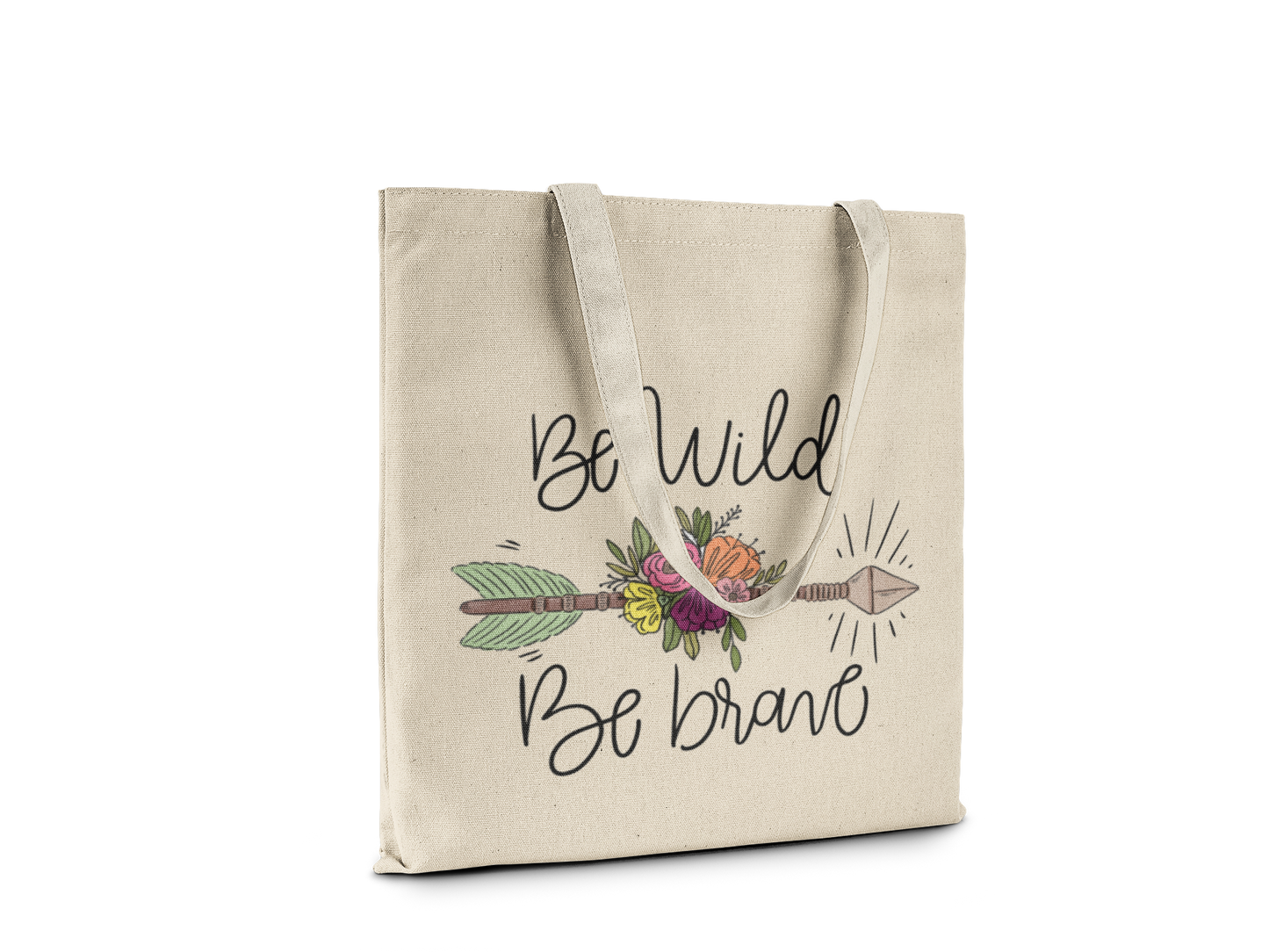 Be Wild, Be Brave Floral Arrow Tote Bag