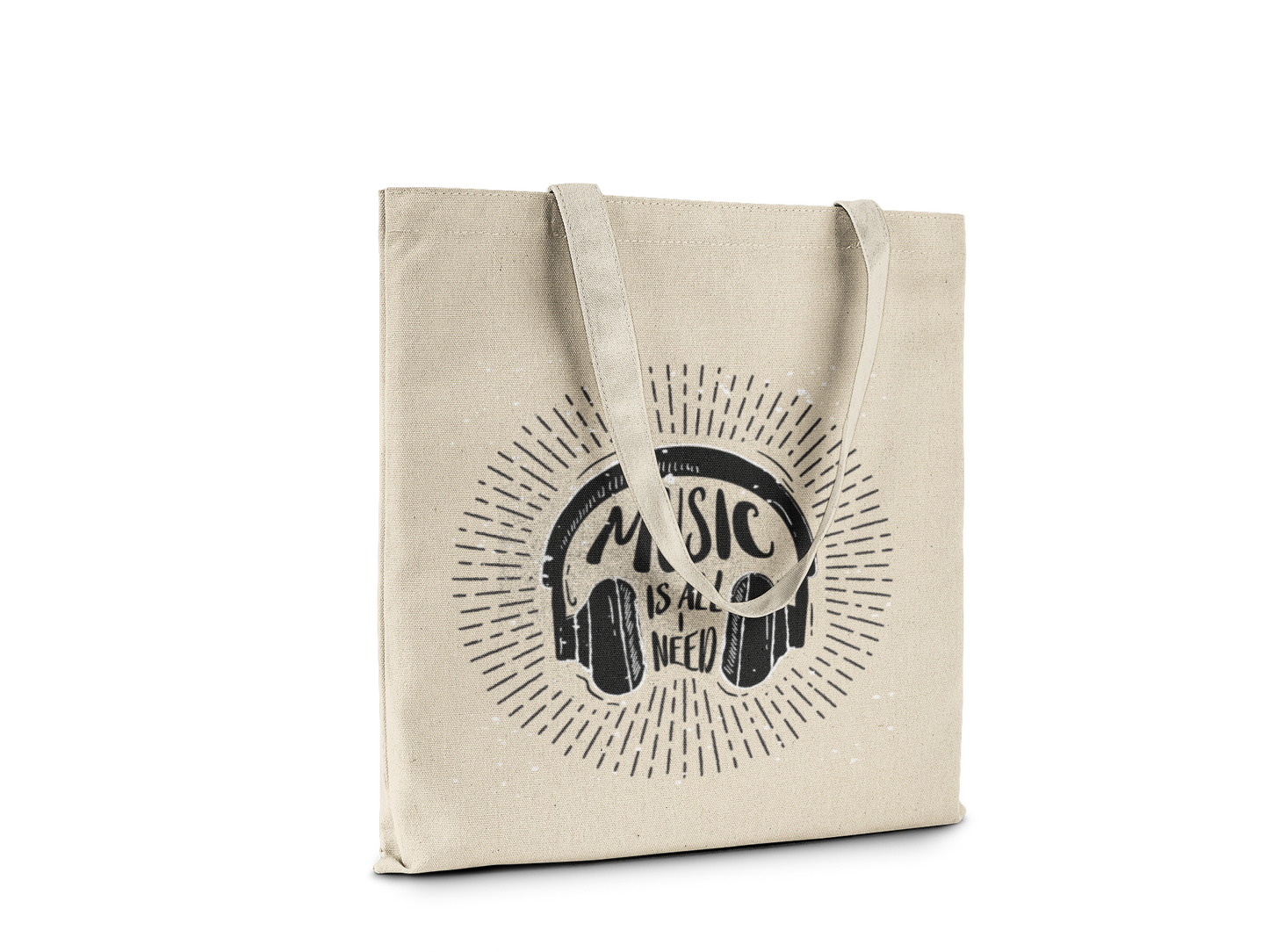 Music Is All I Need" Headphones Graphic Tote Bag