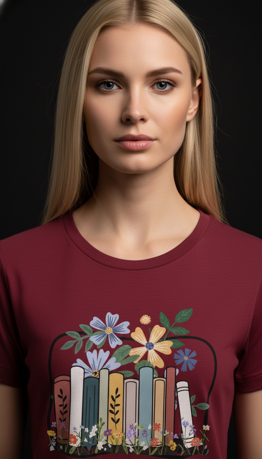 Book Lover Cotton T-Shirt for Women | Reading Graphic Tee