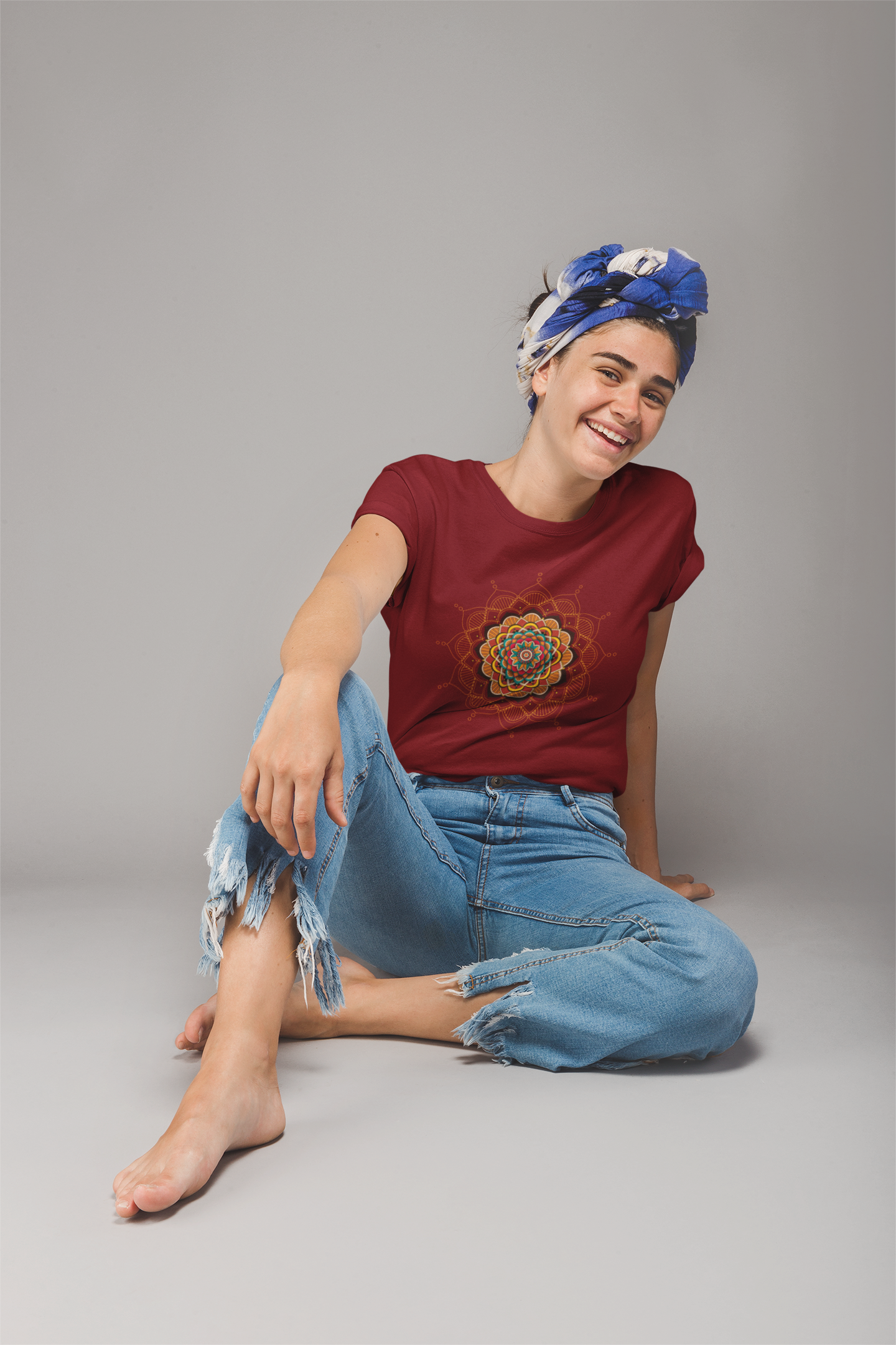 Black Mystic Mandala Cotton Tee ππΊ β Embrace Your Inner Calm