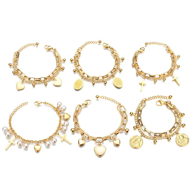 Stainless Steel Pendant Bracelet | Gold