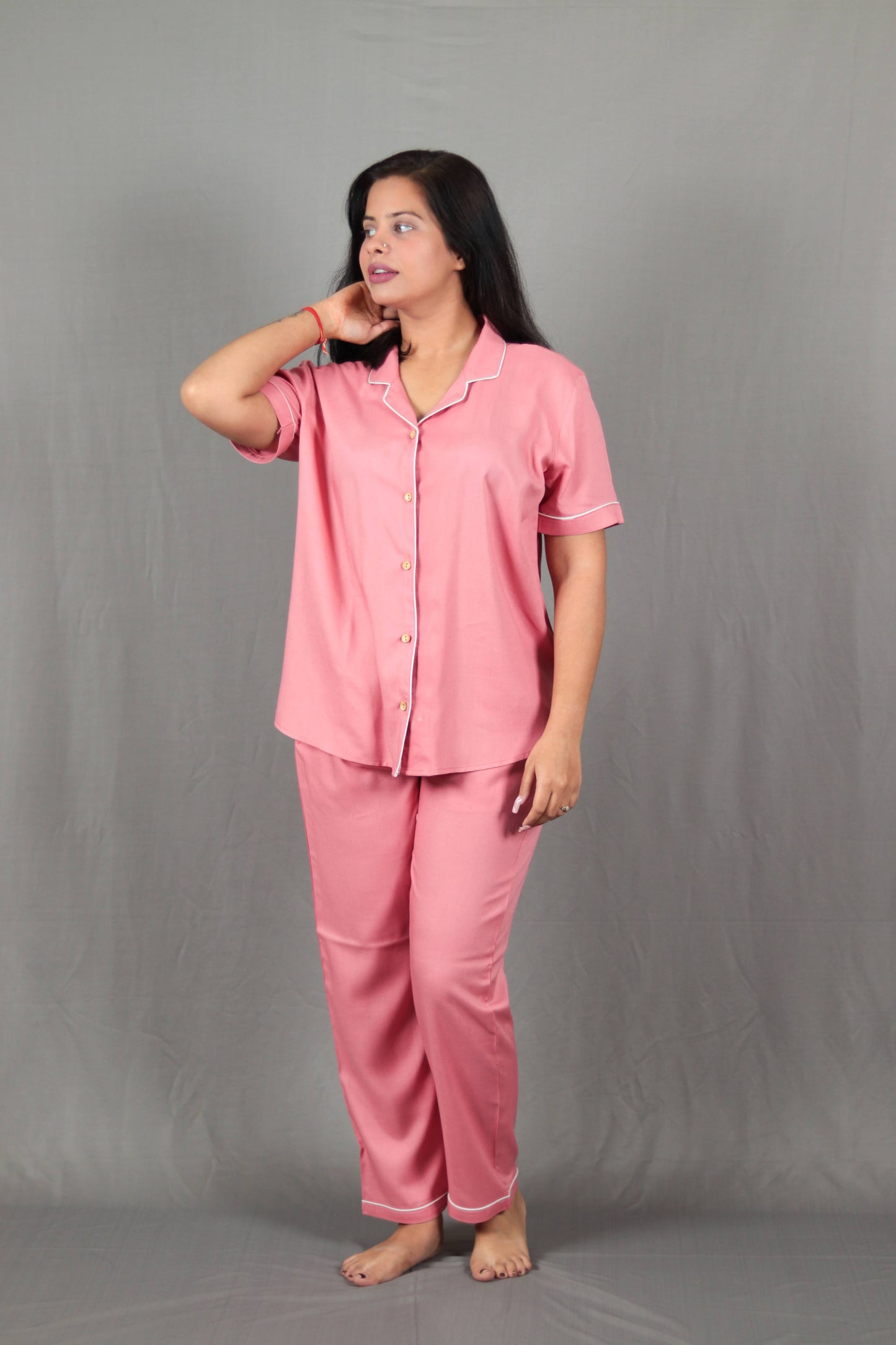 Salmon Pink Long PJ Set