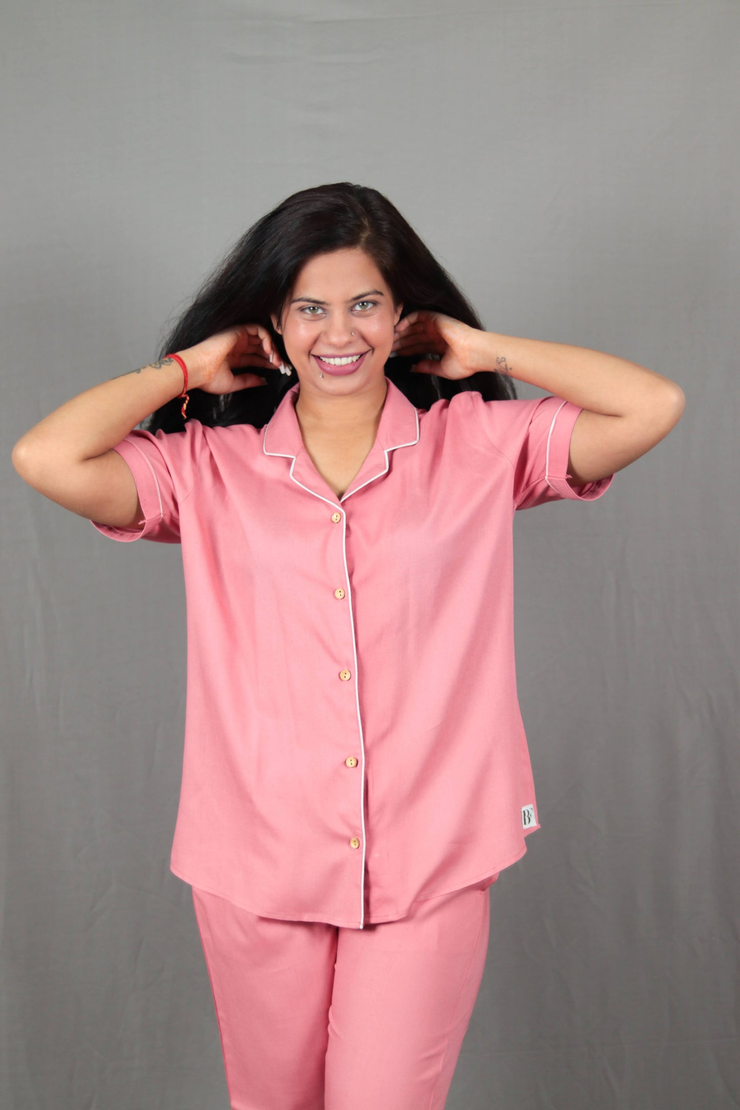 Salmon Pink Long PJ Set
