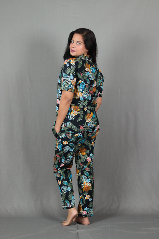 Tropical Print Long PJ Set