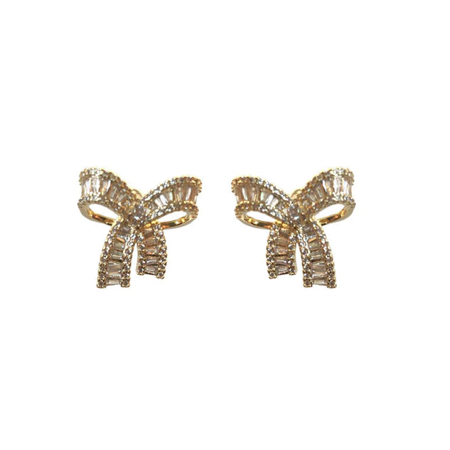 Crystal & Silver Ribbon Earrings