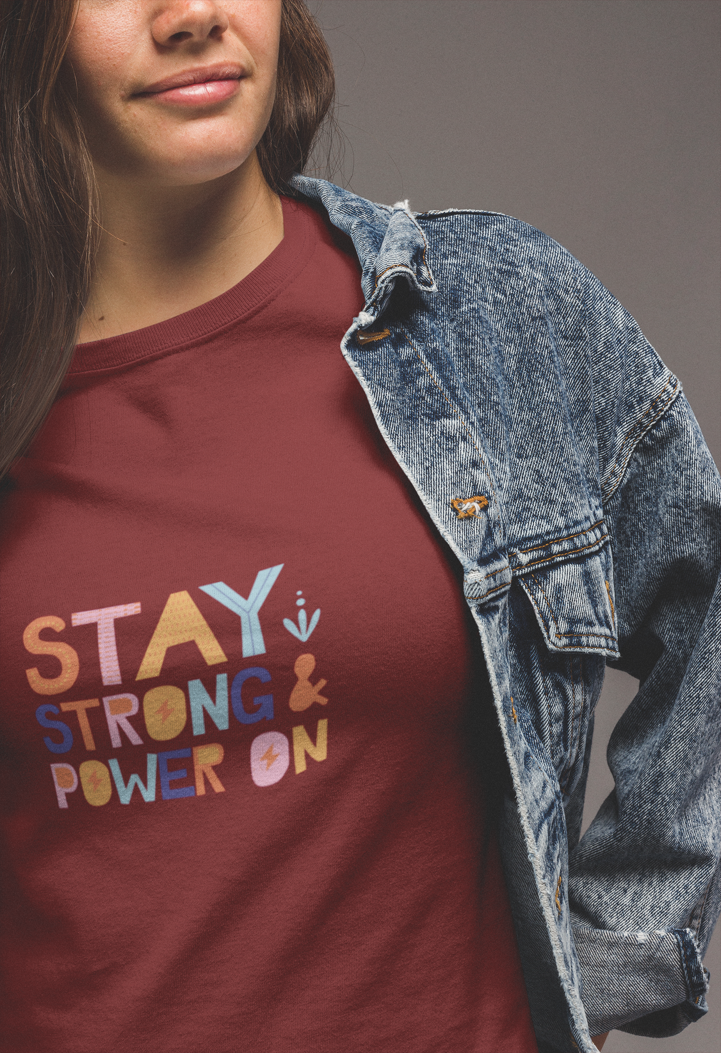 Stay Strong & Power On Tee  – Fuel Your Day with Positivity