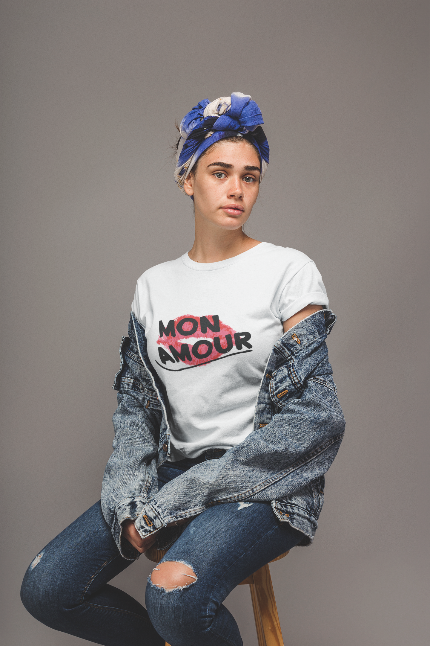"MON AMOUR" French Kiss Mustered Yellow Tee 💋 – For the Romantic Rebel