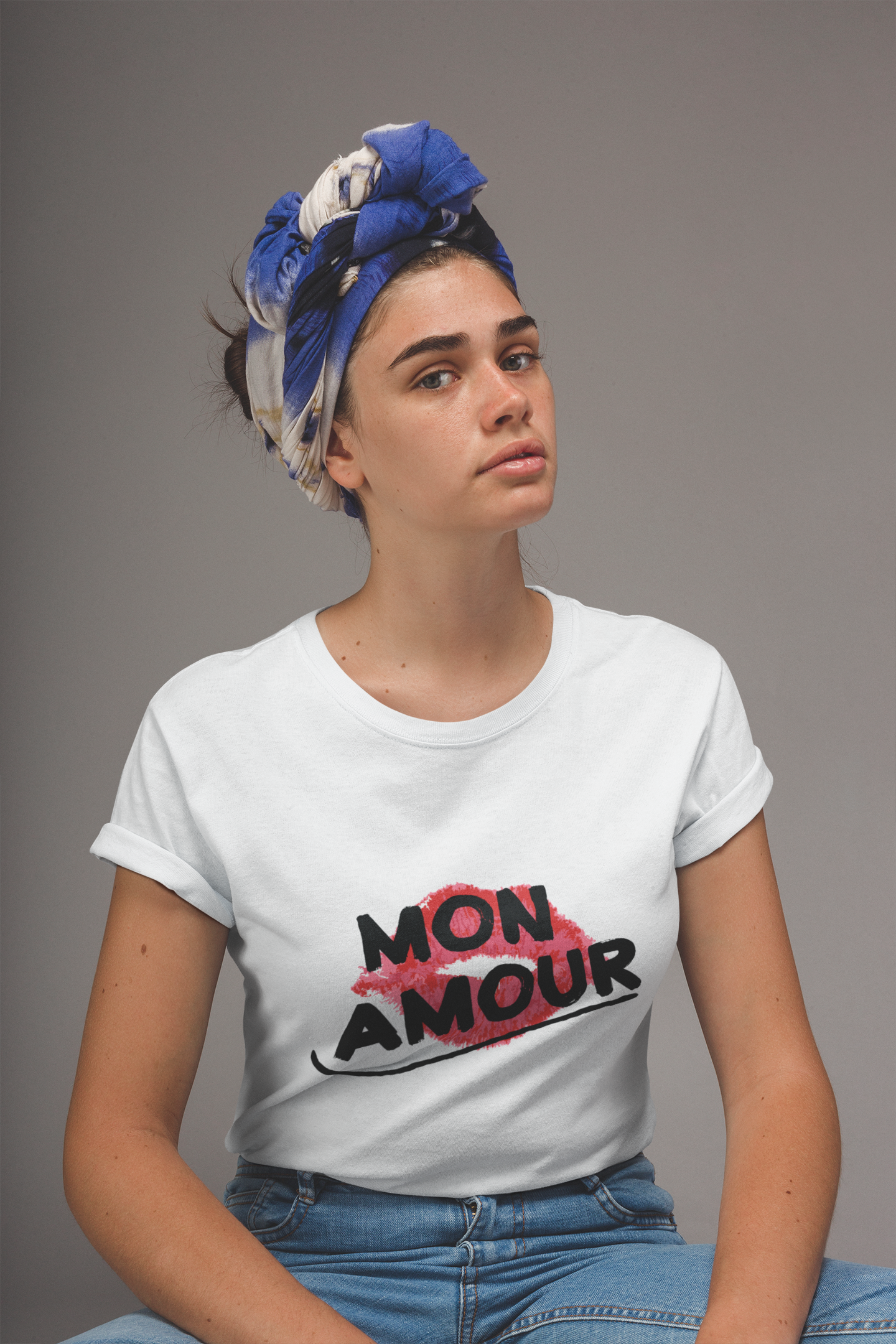 "MON AMOUR" French Kiss Mustered Yellow Tee 💋 – For the Romantic Rebel