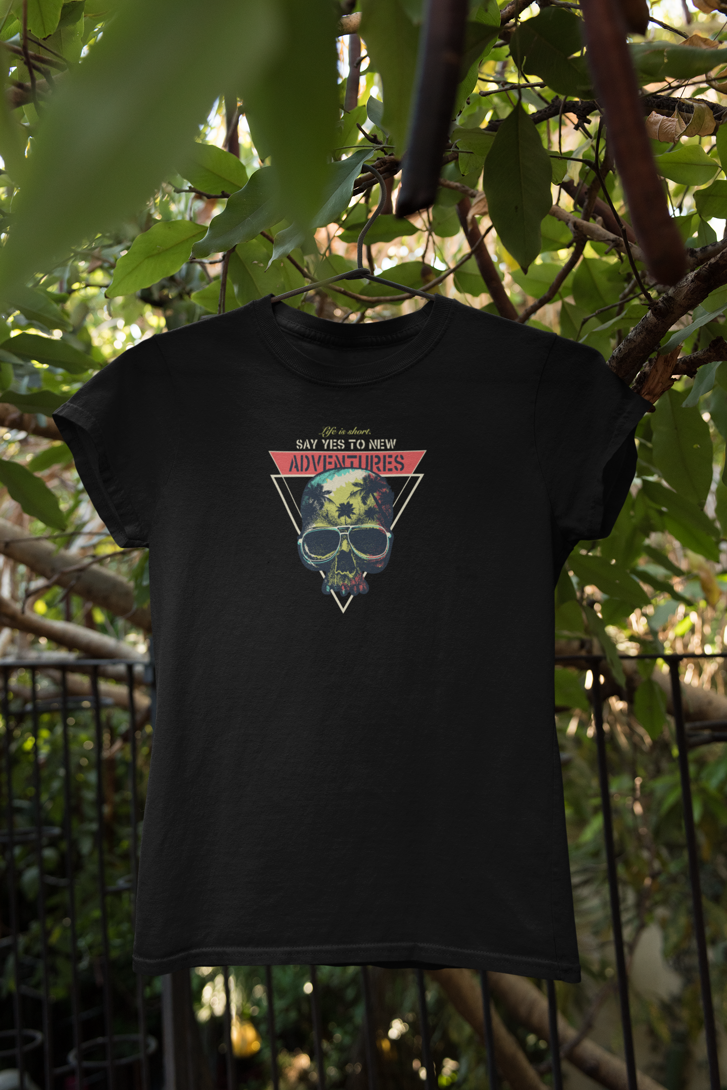 "Say Yes to Adventures" Skull Graphic T-Shirt – Explore Boldly