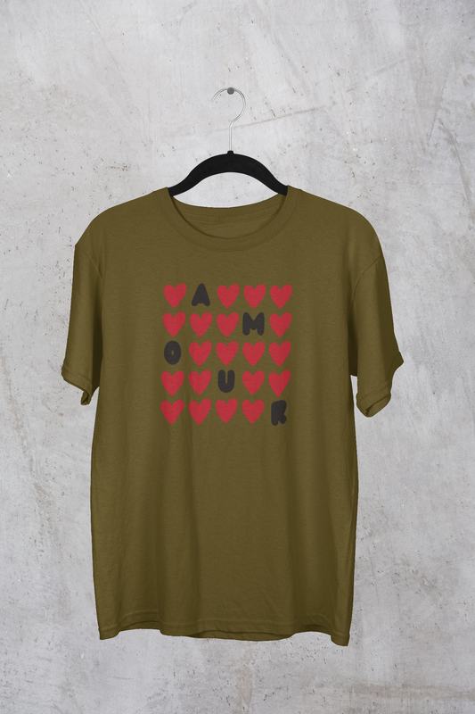 "Amour in Hearts" Love Graphic T-Shirt – Spread the Vibes