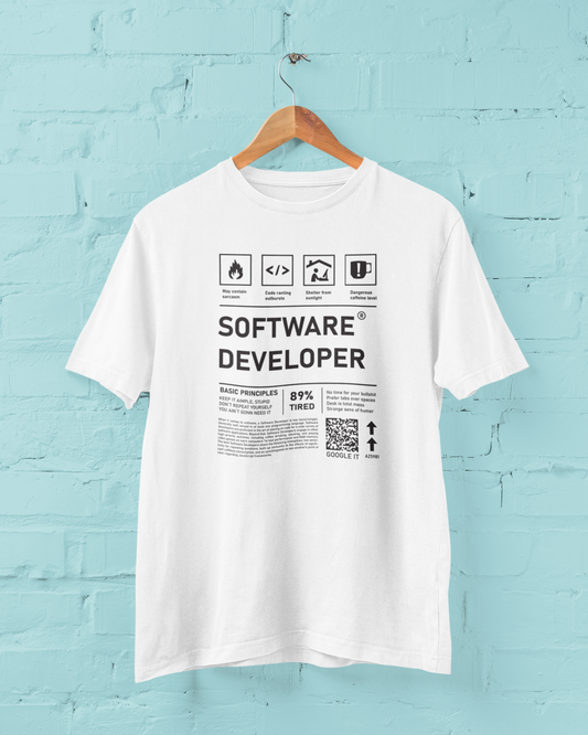 "Software Developer Nutrition Facts" Funny Geek T-Shirt – Code Life Edition