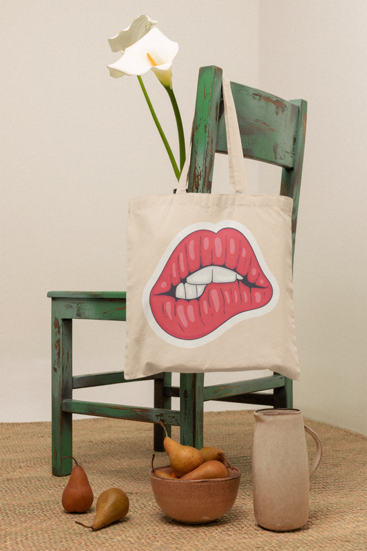 Pink Lips Pop Art Lips Tote Bag