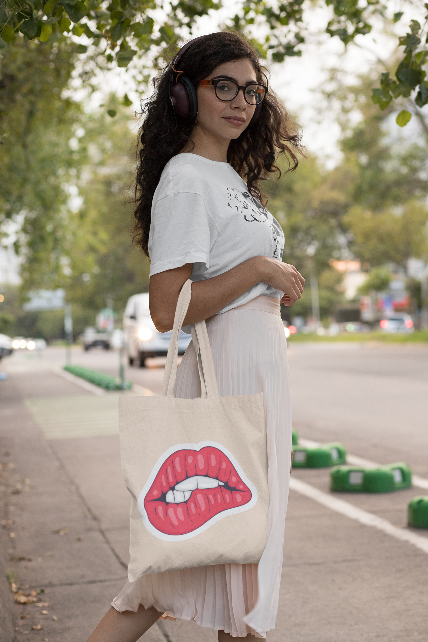 Pink Lips Pop Art Lips Tote Bag