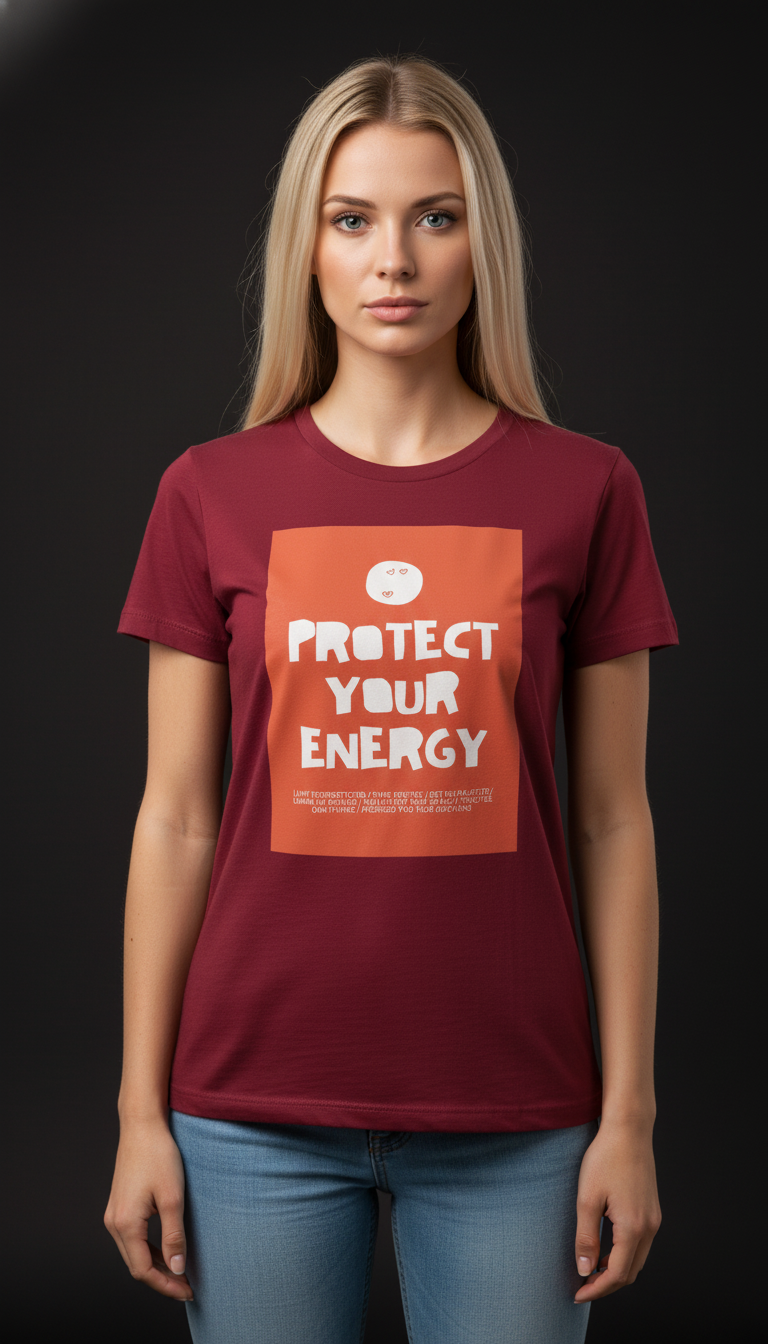 Protect Your Energy Cotton T-Shirt for Women | Motivational Graphic Tee
