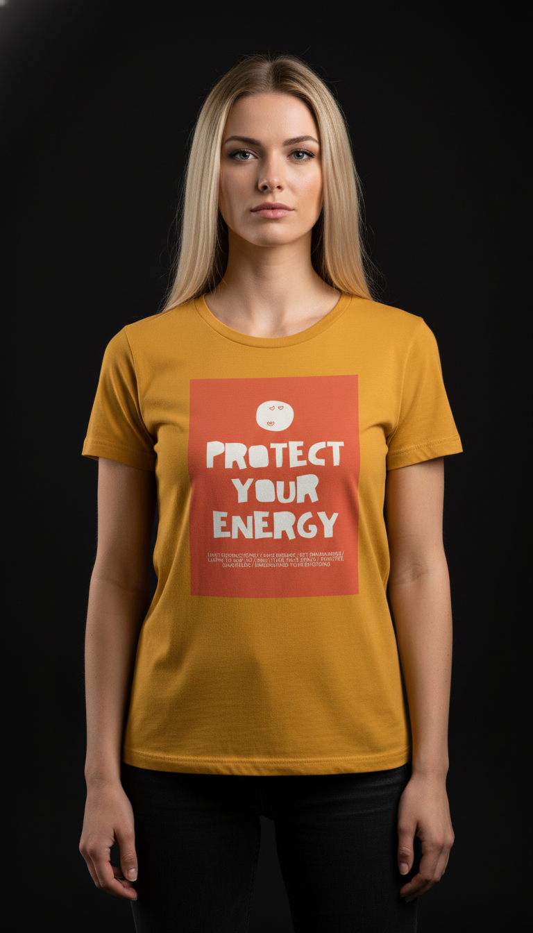 Protect Your Energy Cotton T-Shirt for Women | Motivational Graphic Tee