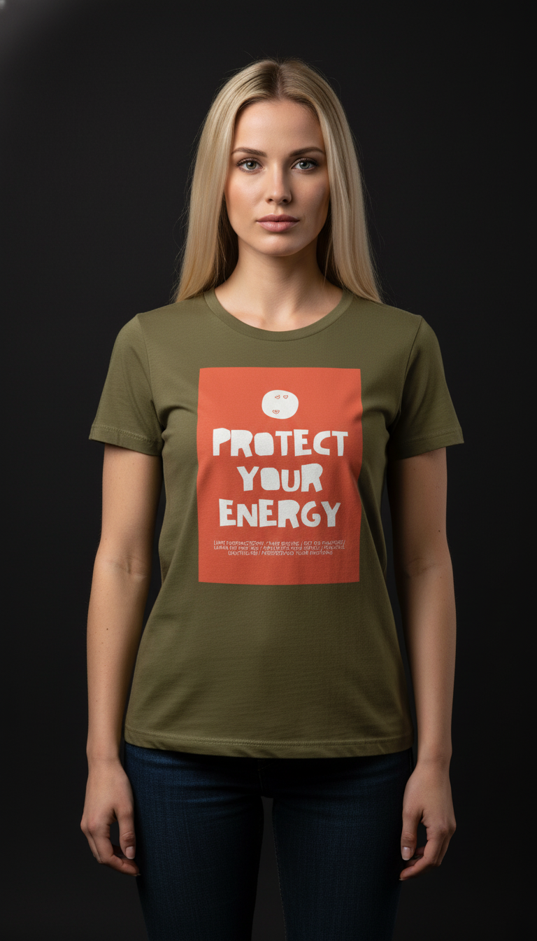 Protect Your Energy Cotton T-Shirt for Women | Motivational Graphic Tee