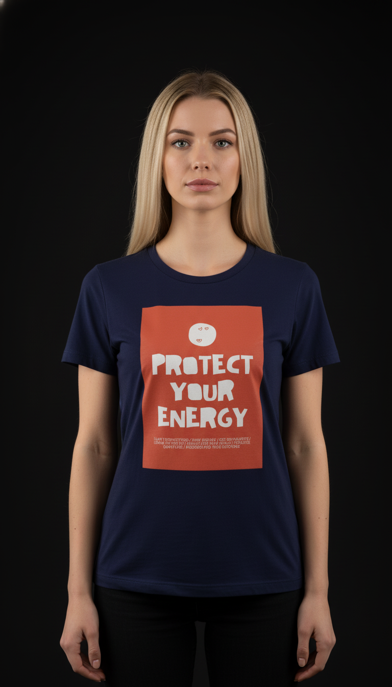 Protect Your Energy Cotton T-Shirt for Women | Motivational Graphic Tee