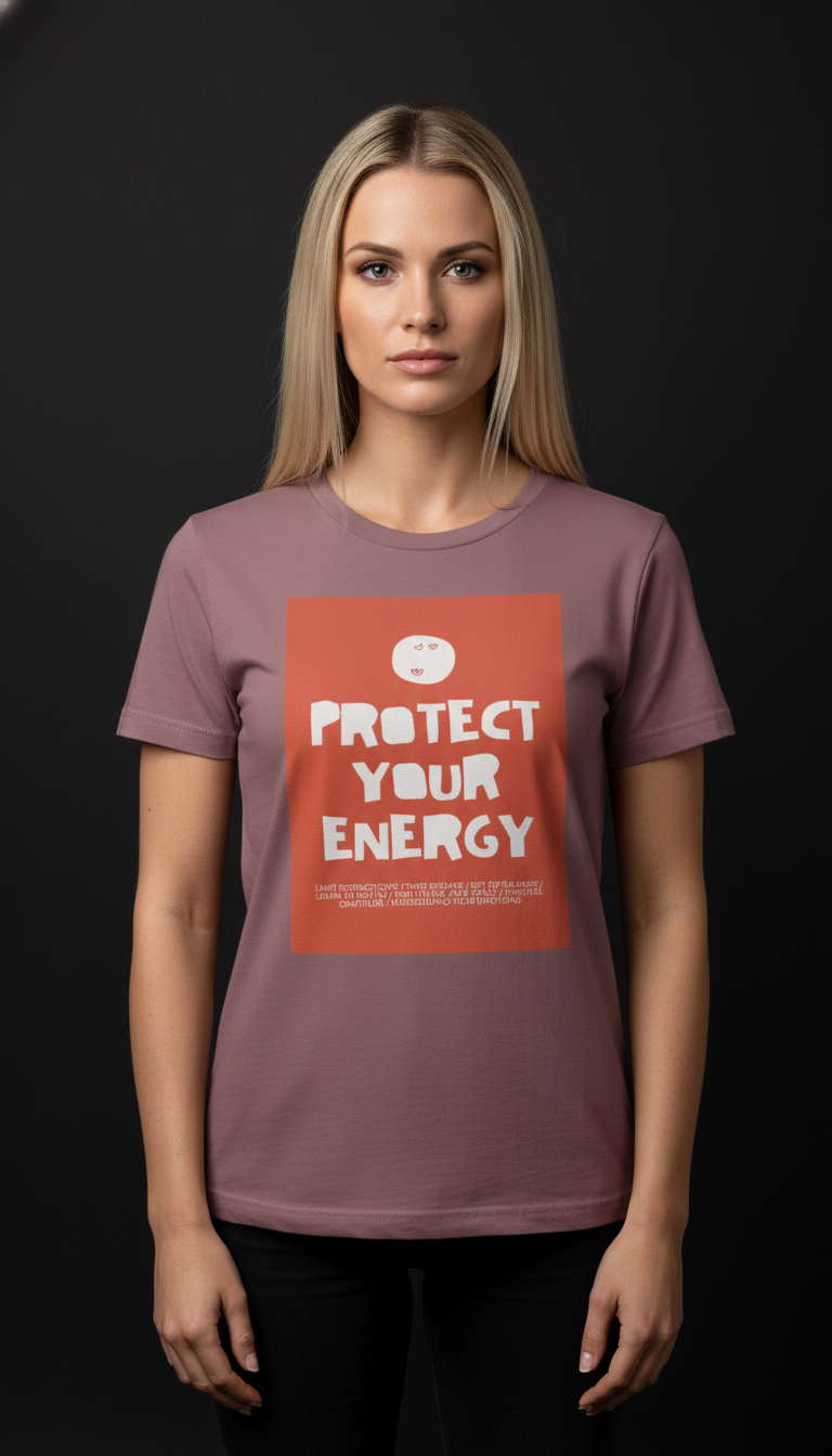 Protect Your Energy Cotton T-Shirt for Women | Motivational Graphic Tee