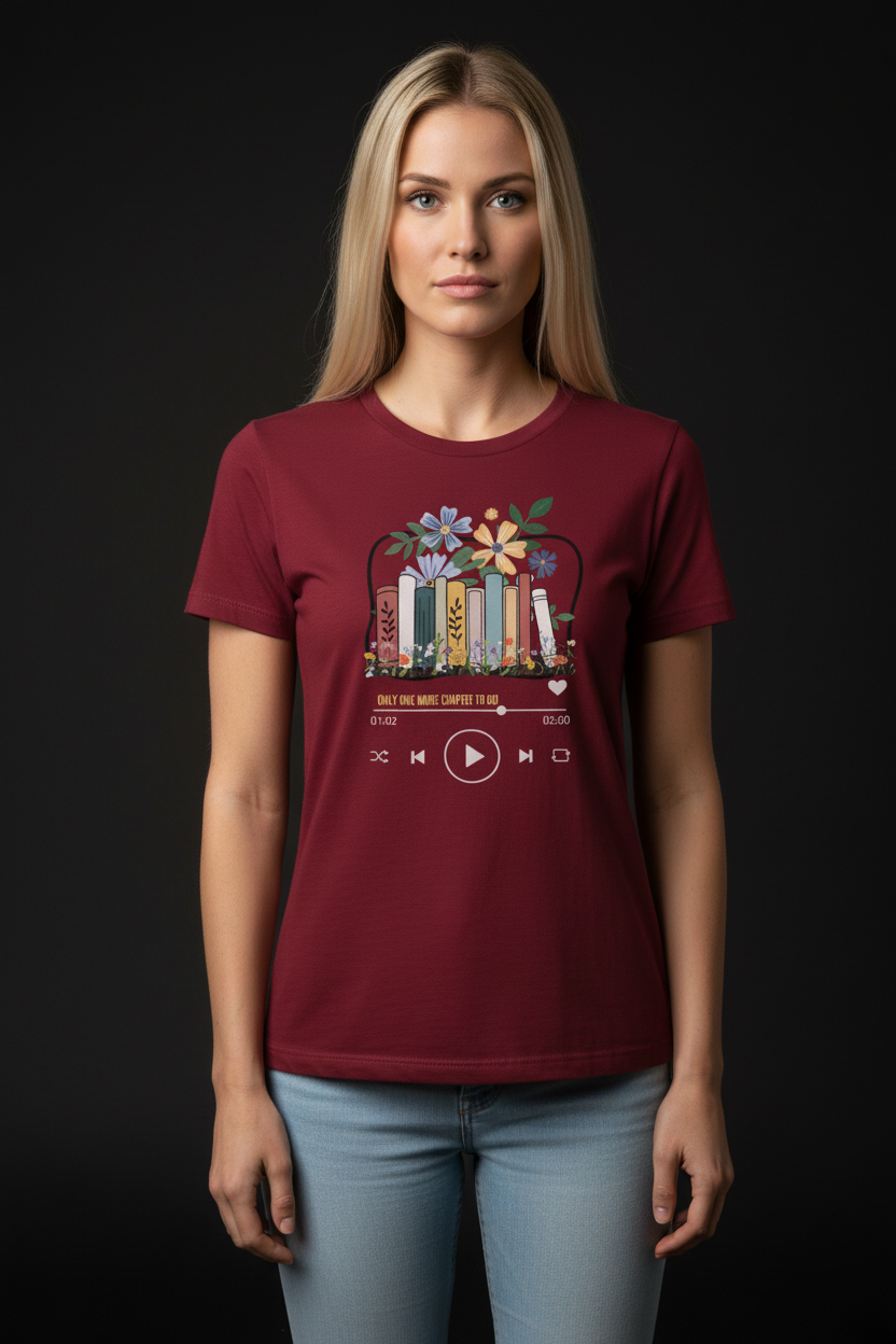 Book Lover Cotton T-Shirt for Women | Reading Graphic Tee