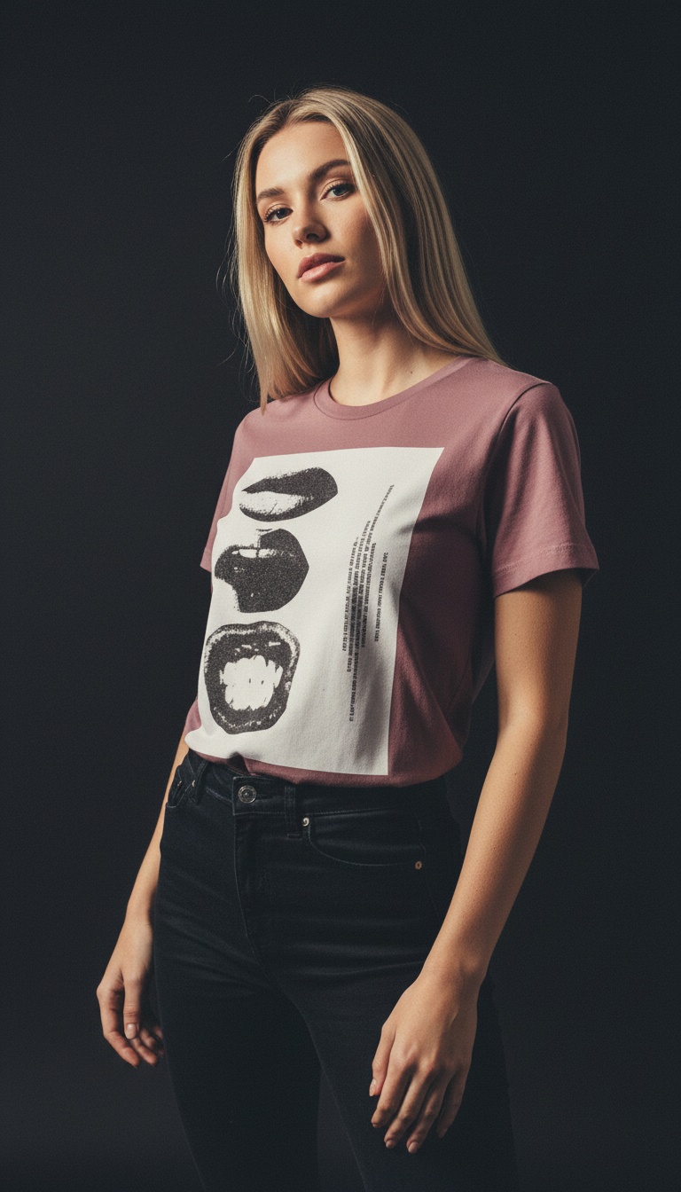 Abstract Lips Graphic T-Shirt for Women – Street Style Statement Tee