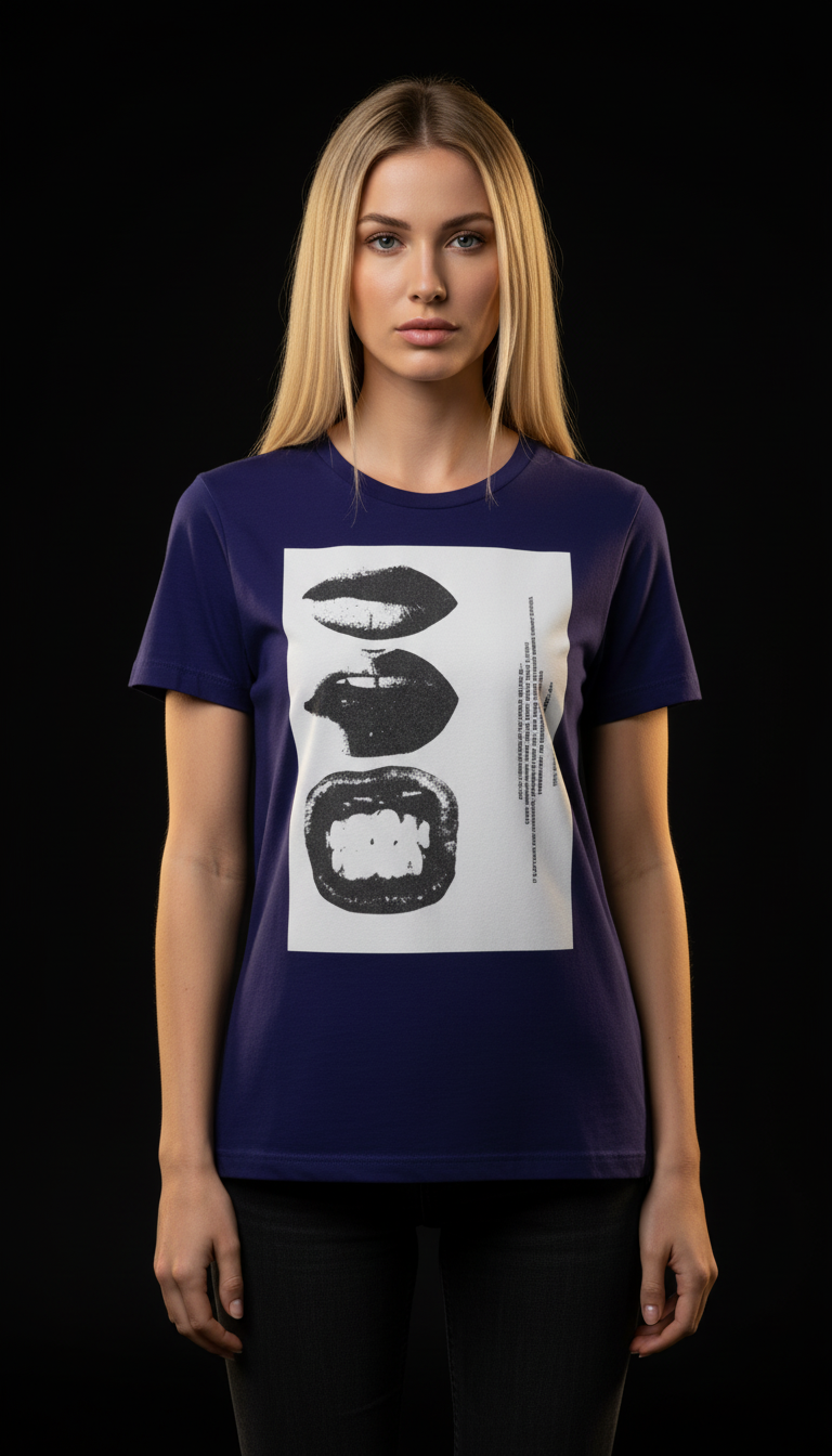 Abstract Lips Graphic T-Shirt for Women – Street Style Statement Tee