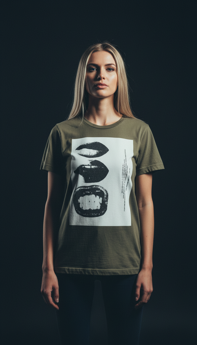 Abstract Lips Graphic T-Shirt for Women – Street Style Statement Tee