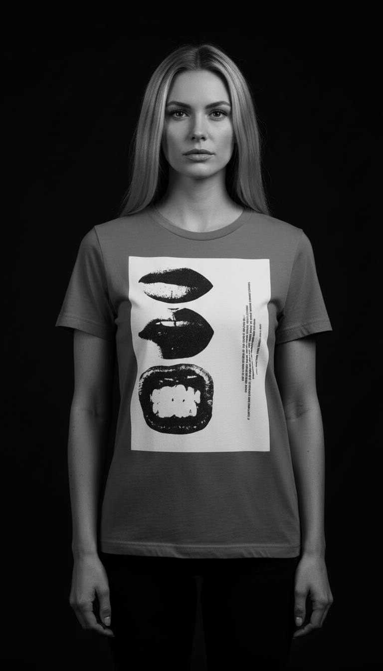 Abstract Lips Graphic T-Shirt for Women – Street Style Statement Tee