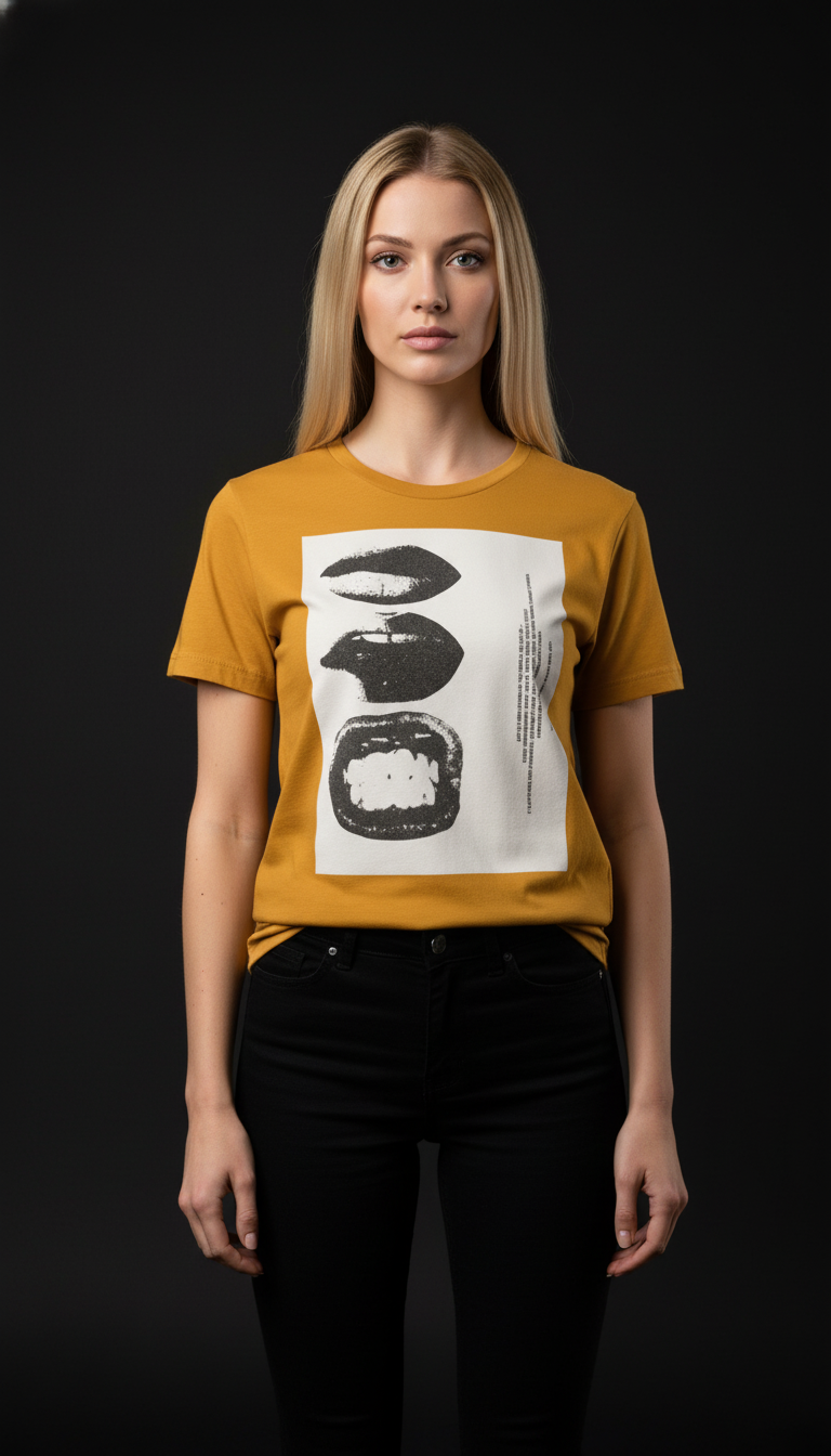 Abstract Lips Graphic T-Shirt for Women – Street Style Statement Tee