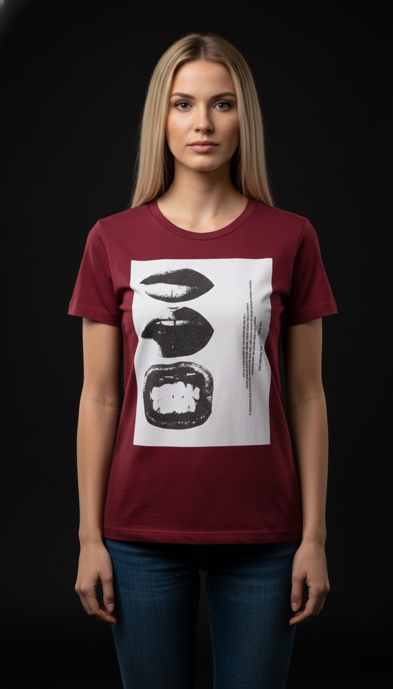 Abstract Lips Graphic T-Shirt for Women – Street Style Statement Tee