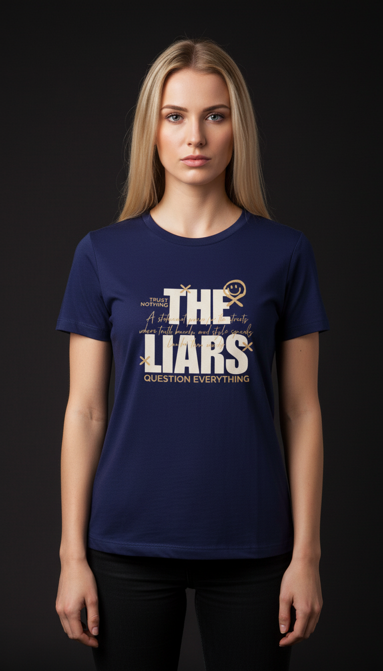 “THE LIARS – Trust Nothing, Question Everything” Black T-Shirt for Women