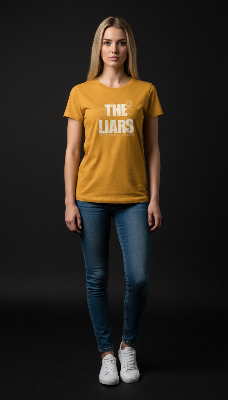 “THE LIARS – Trust Nothing, Question Everything” Black T-Shirt for Women