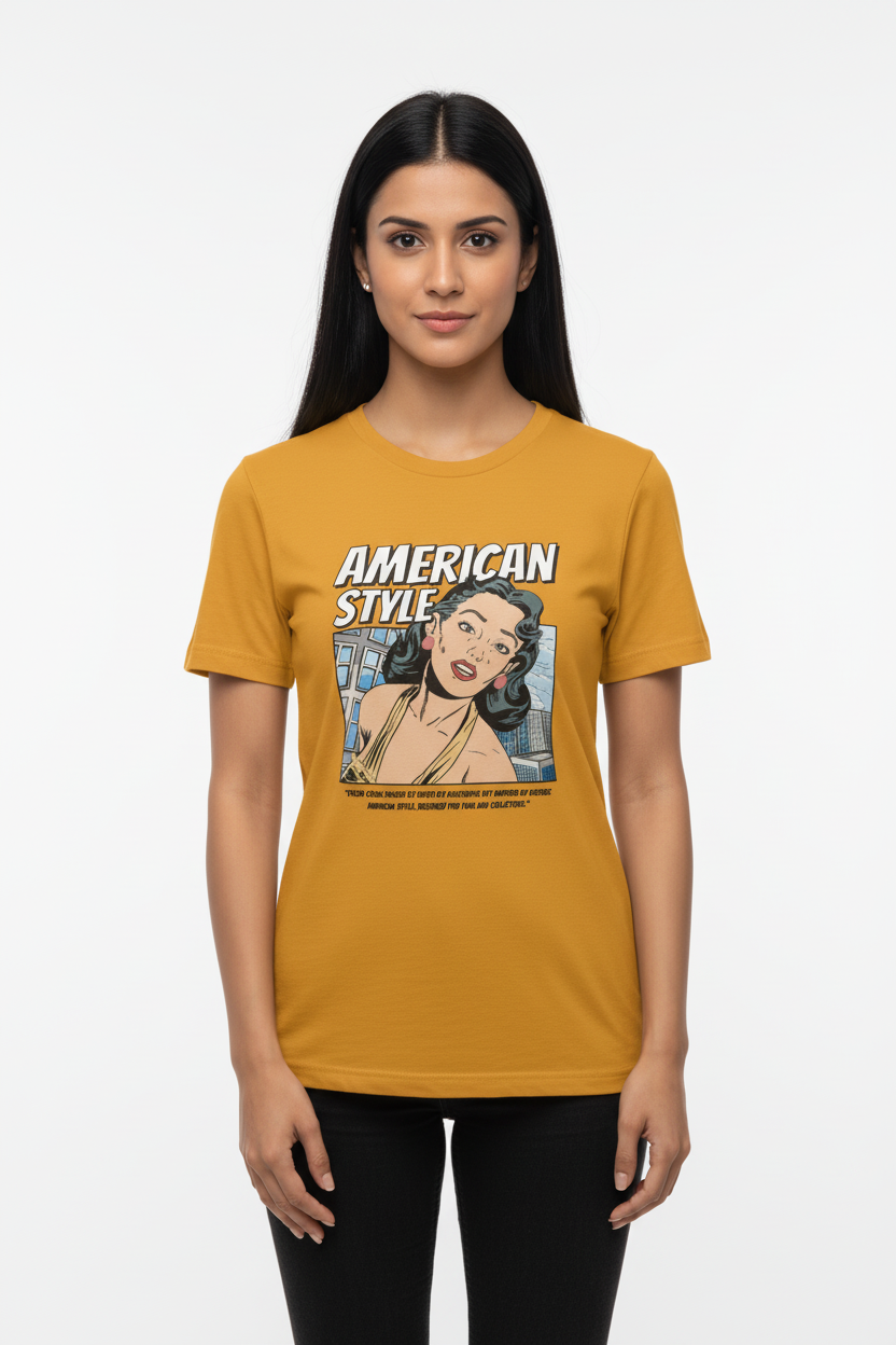 “American Style” Retro Comic Graphic T-Shirt for Women