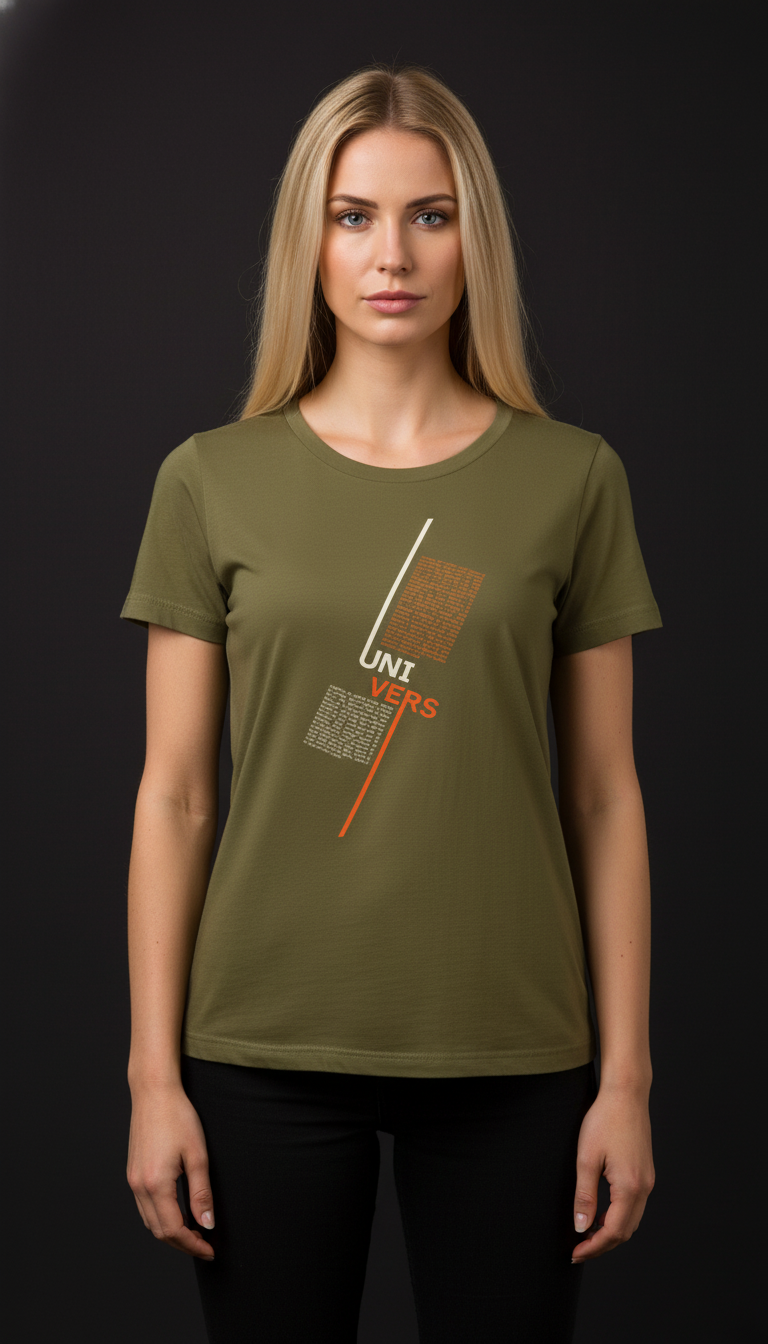 “UNIVERS” Minimal Graphic Mauve T-Shirt for Women – Modern Aesthetic Streetwear