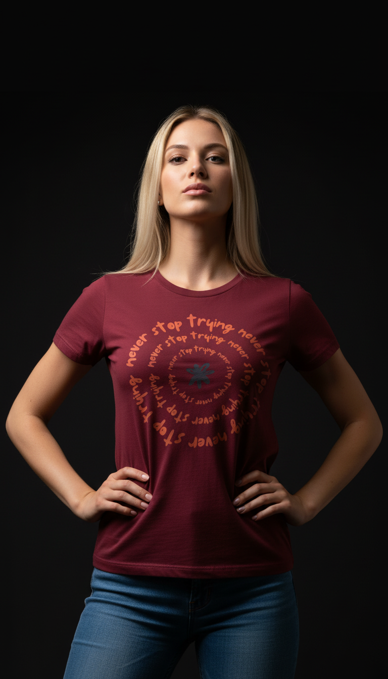 Never Stop Trying Cotton T-Shirt for Women | Motivational Graphic Tee