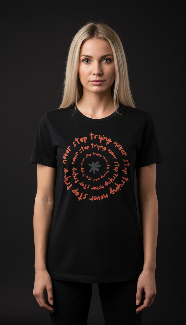 Never Stop Trying Cotton T-Shirt for Women | Motivational Graphic Tee