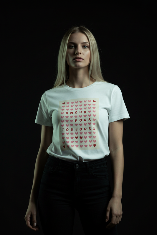 Amour Pour Toujours Cotton T-Shirt for Women | Love Graphic Tee