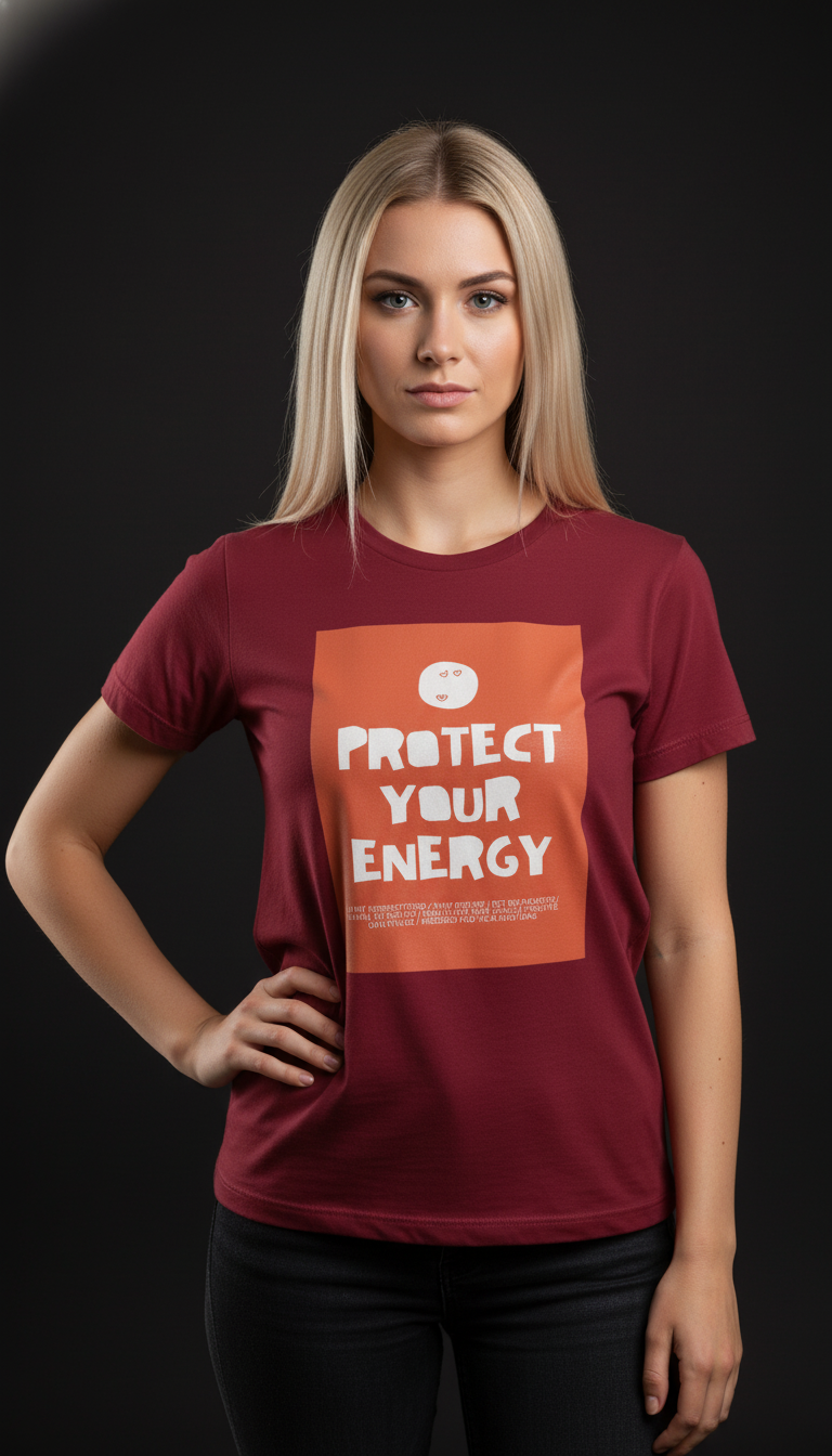 Protect Your Energy Cotton T-Shirt for Women | Motivational Graphic Tee
