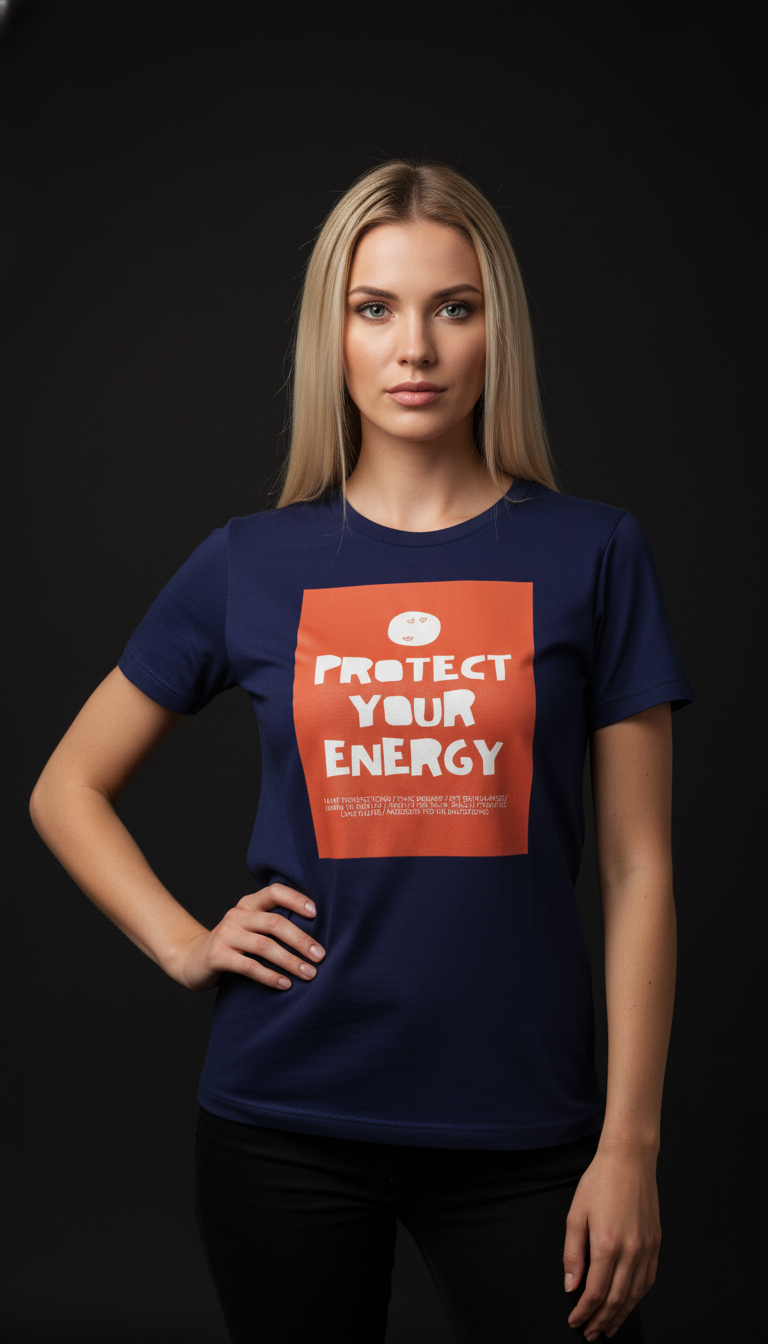 Protect Your Energy Cotton T-Shirt for Women | Motivational Graphic Tee