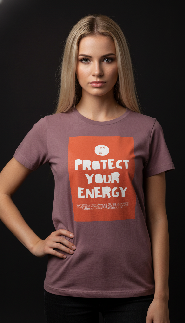 Protect Your Energy Cotton T-Shirt for Women | Motivational Graphic Tee